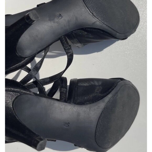 Amelia Grace Shoes Women’s Size 10 Palm Print Fabric Heels Slip On Open Toe Heel - Picture 15 of 16